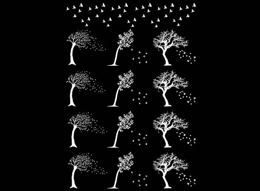 Windy Trees 12 pcs 1" White Fused Glass Decals