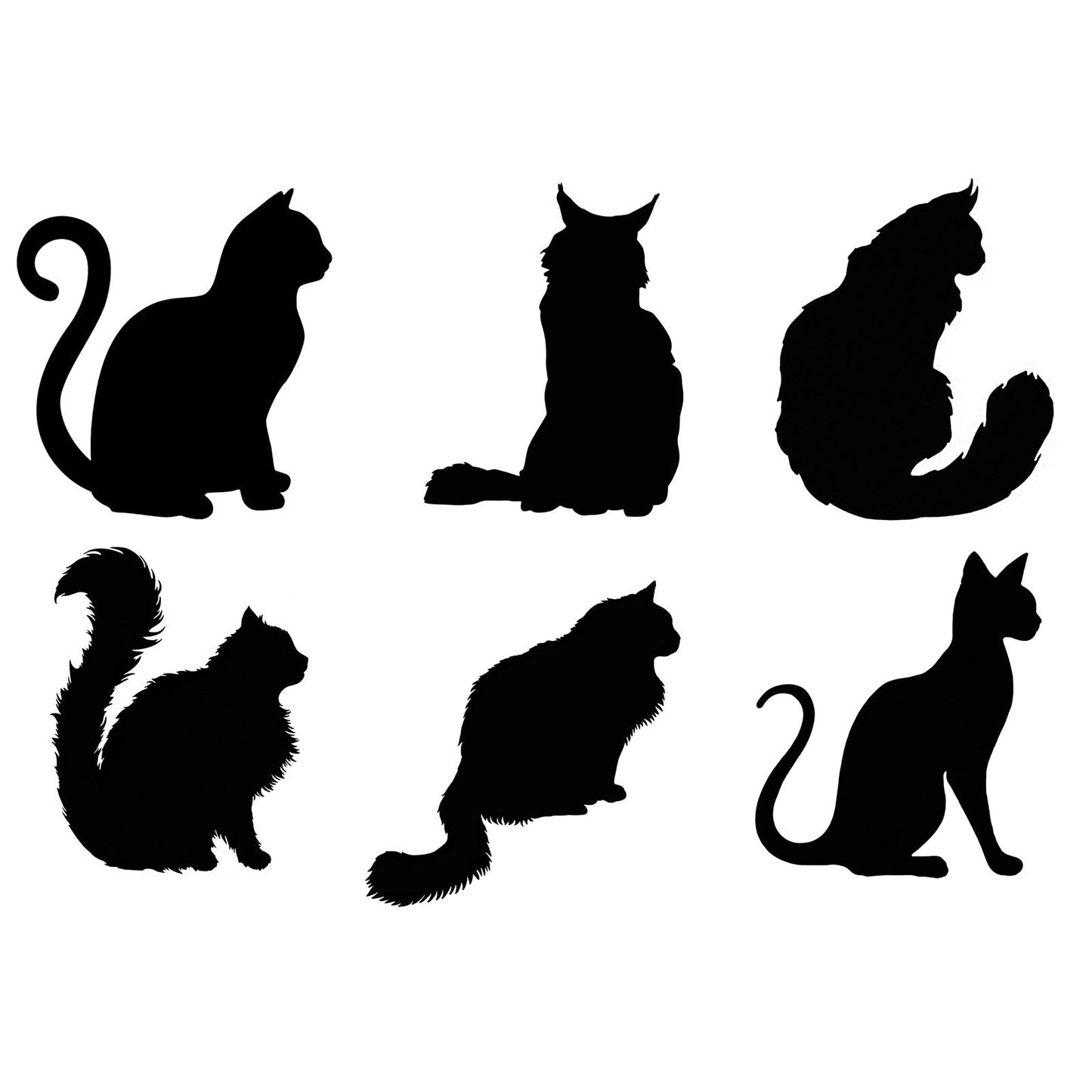 Cat 8 pcs 2 Inch Select-A-Breed Black Fused Glass Decals
