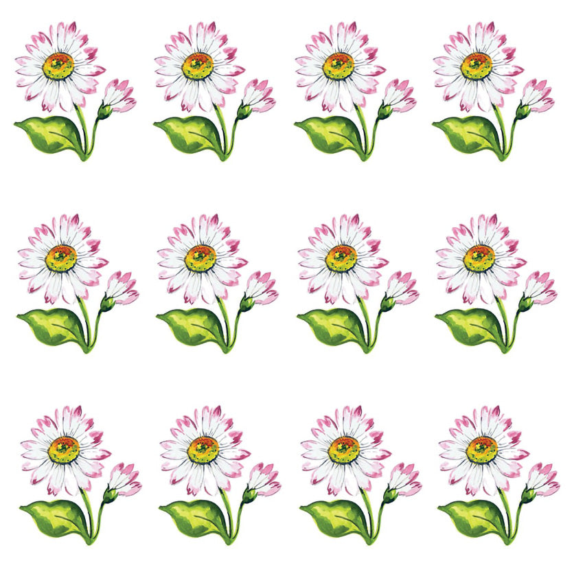 White Daisies Overglaze Ceramic Decals