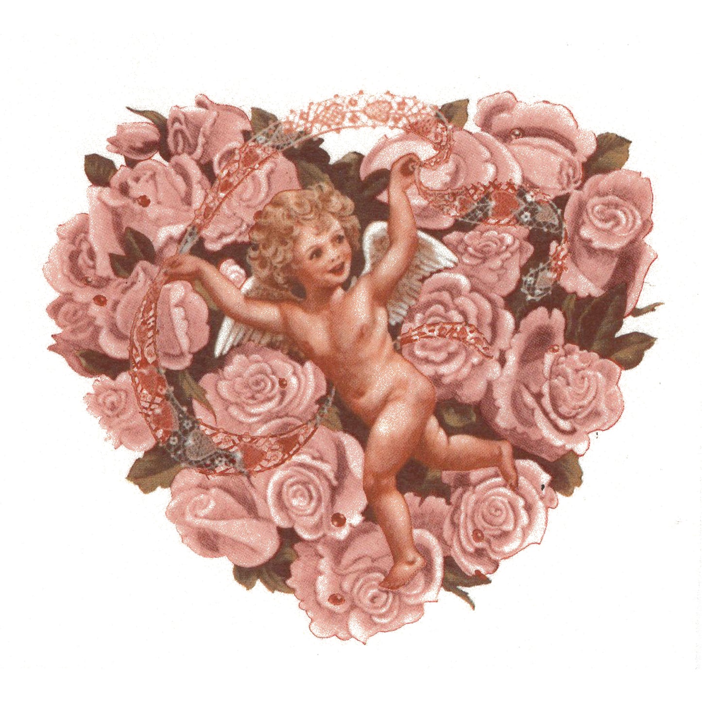 Victorian Rose Heart Cherub Overglaze Waterslide Ceramic Decals