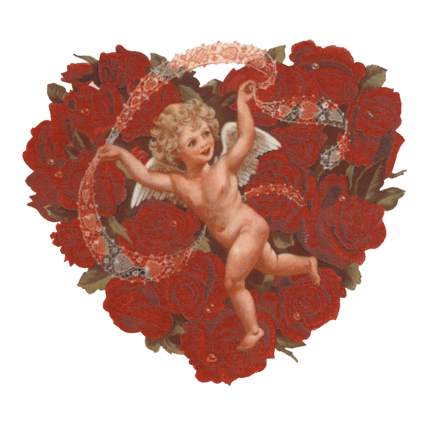 Victorian Rose Heart Cherub Overglaze Waterslide Ceramic Decals