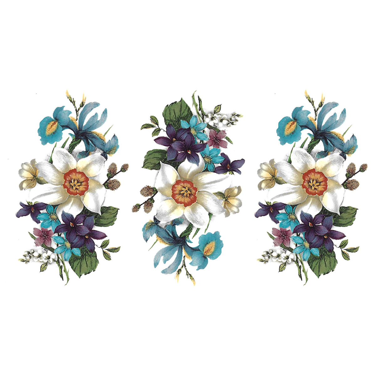 Spring Flower 3 Inch 3 pcs Spray Designs Overglaze Ceramic Decals