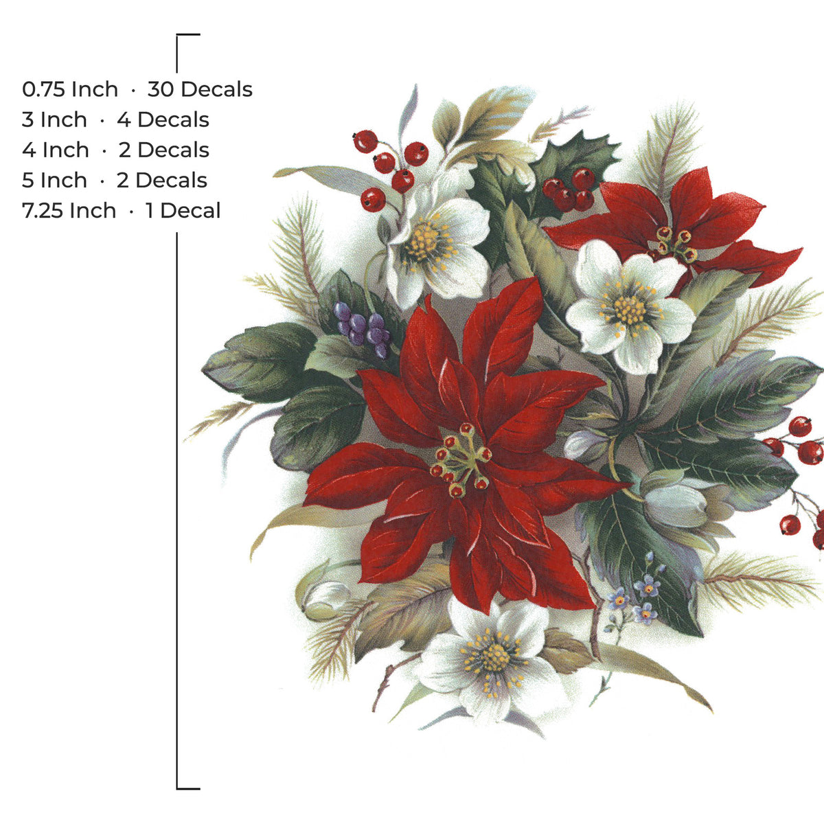 Christmas Poinsettia Overglaze Waterslide Ceramic Decals