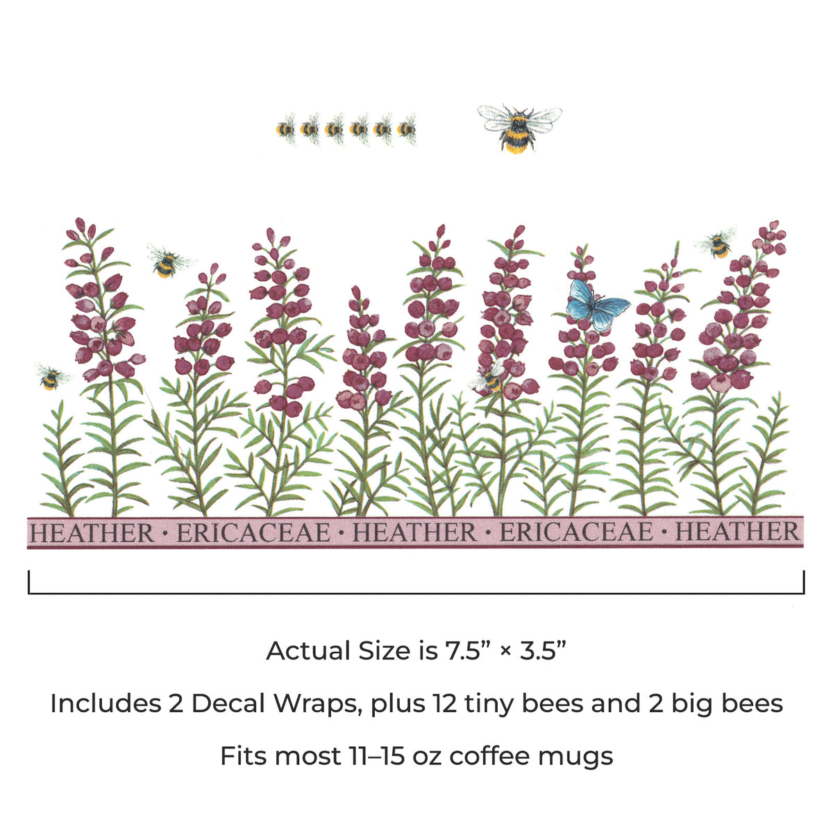 Overglaze Waterslide Decals for Ceramics Heather Flower Wrap 2 pcs