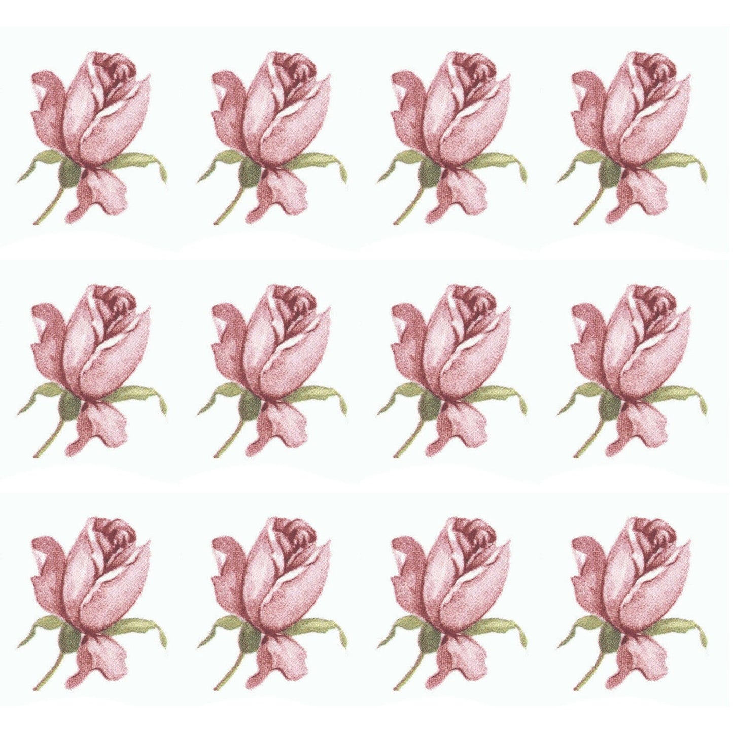 12 Pink Rose Bud Flower 1.25 Inch Overglaze Waterslide Ceramic Decals