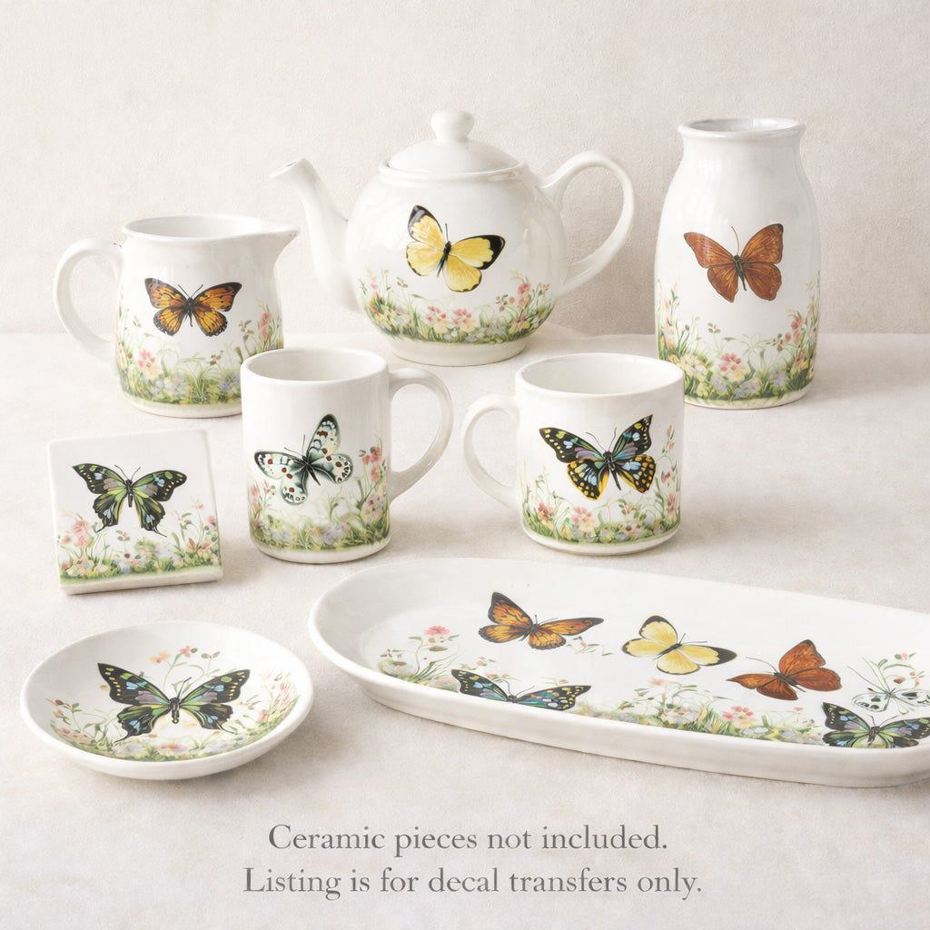 Butterfly Butterflies Set Overglaze Waterslide Ceramic Decals