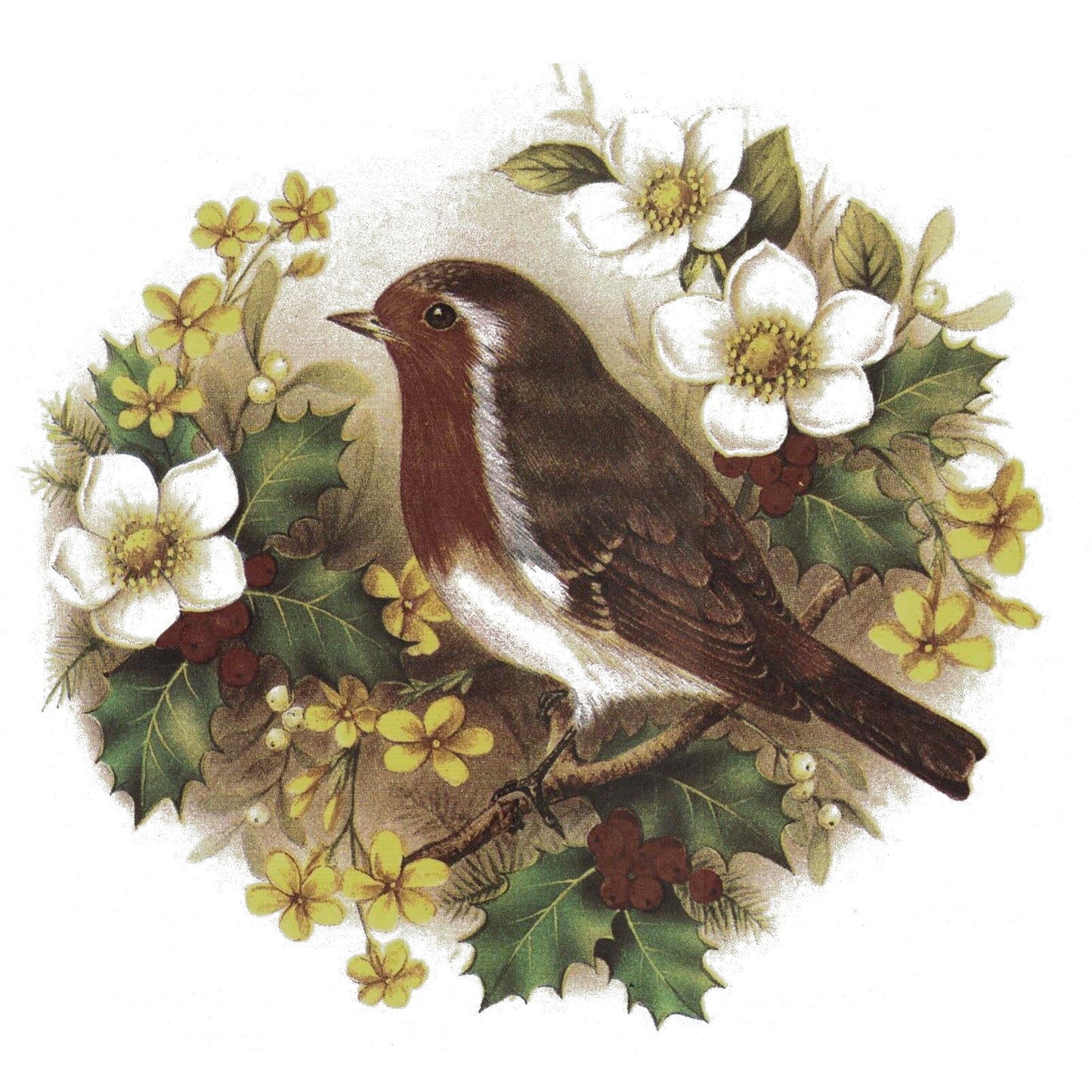 Robin Dogwood Christmas Holly Center Overglaze Waterslide Ceramic Decals