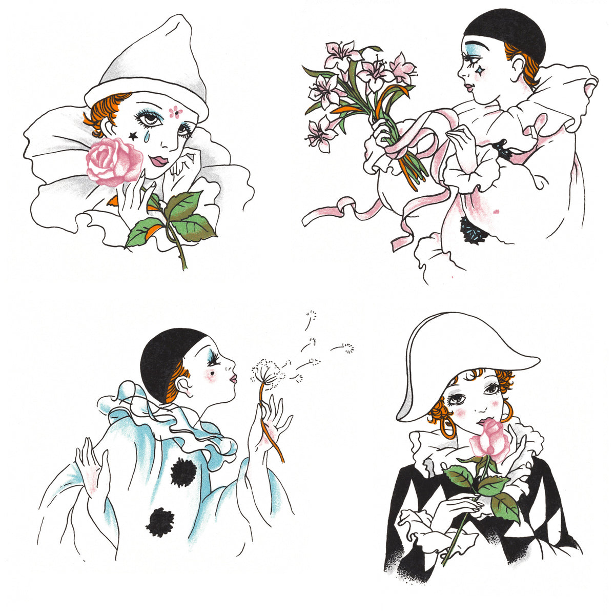 Pierrot Sad Clowns Overglaze Ceramic Decals