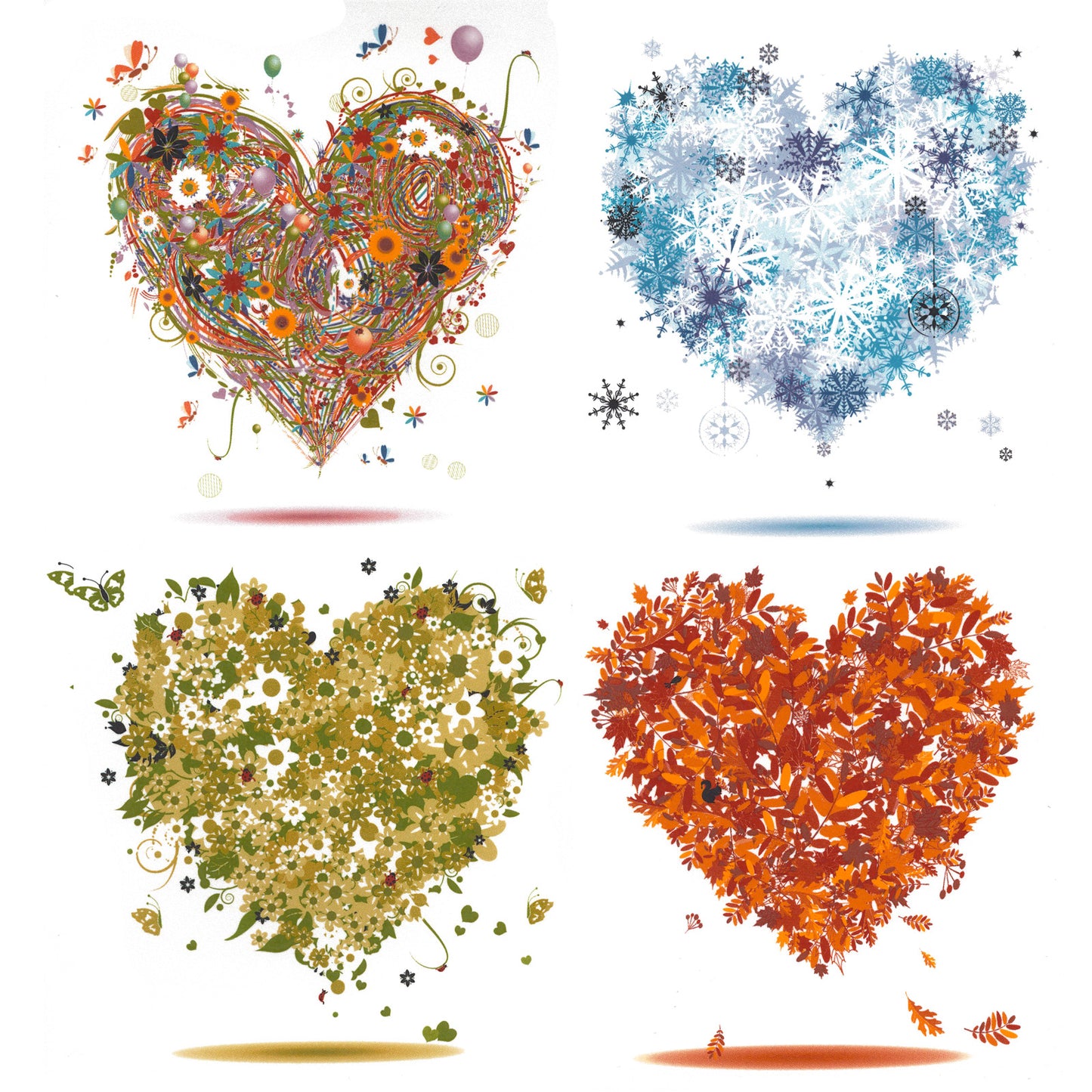 Heart Spring Summer Autumn Winter Four Seasons Waterslide Ceramic Decals