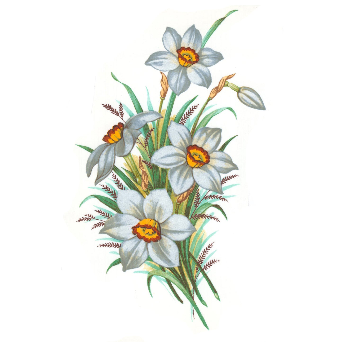 White Narcissus Flower Overglaze Waterslide Ceramic Decals