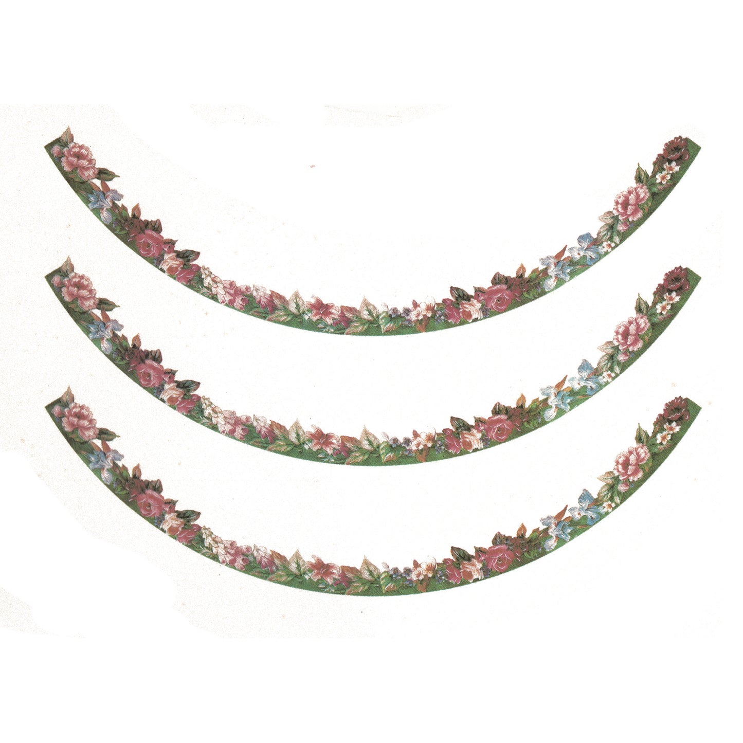 Victorian Flower Curved Border Overglaze Waterslide Ceramic Decals