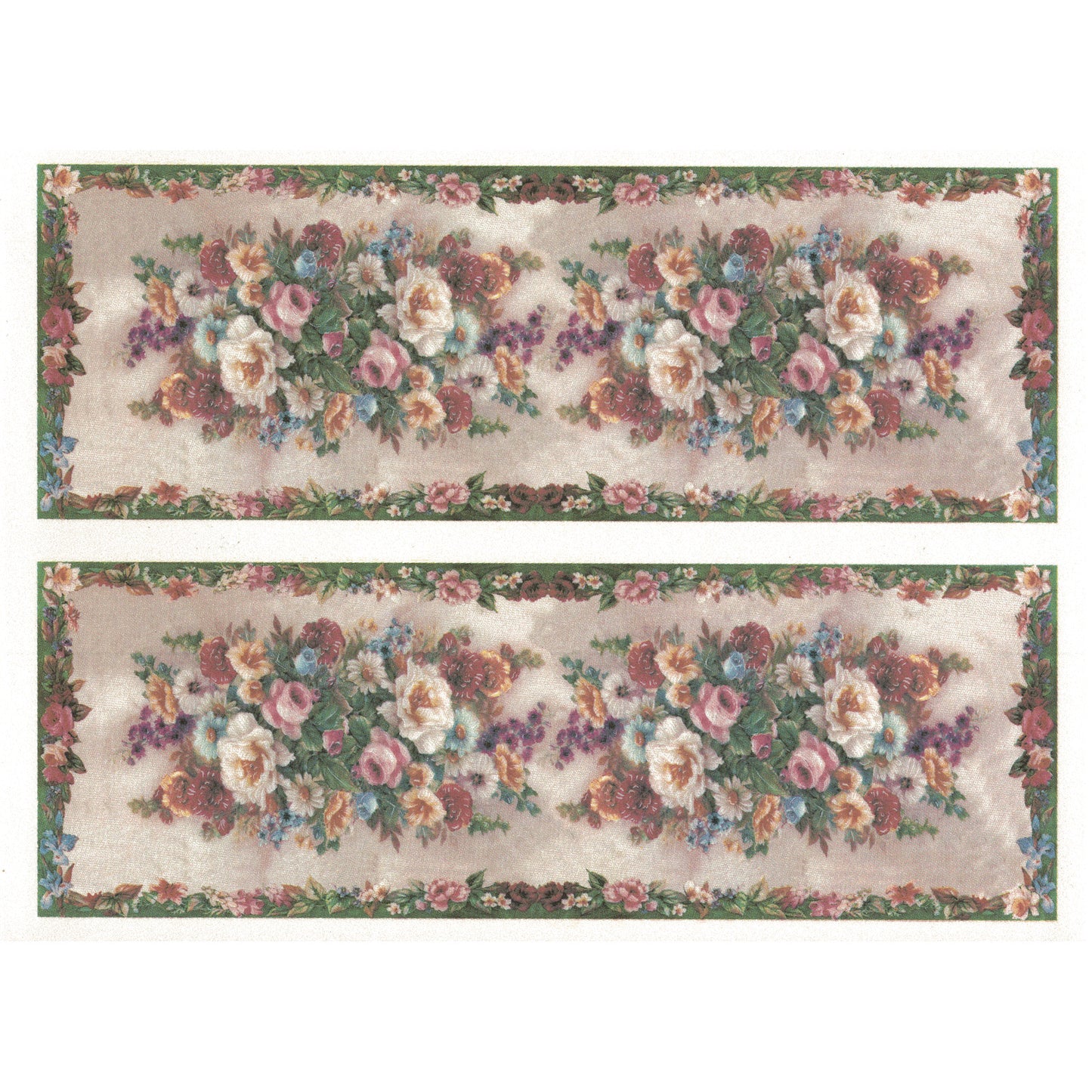 Victorian Framed Flower Bouquet Wrap Overglaze Waterslide Ceramic Decals