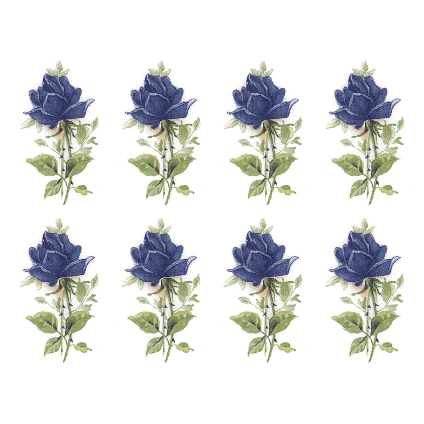 Flowers Moonlit Blue Rose Overglaze Ceramic Decals