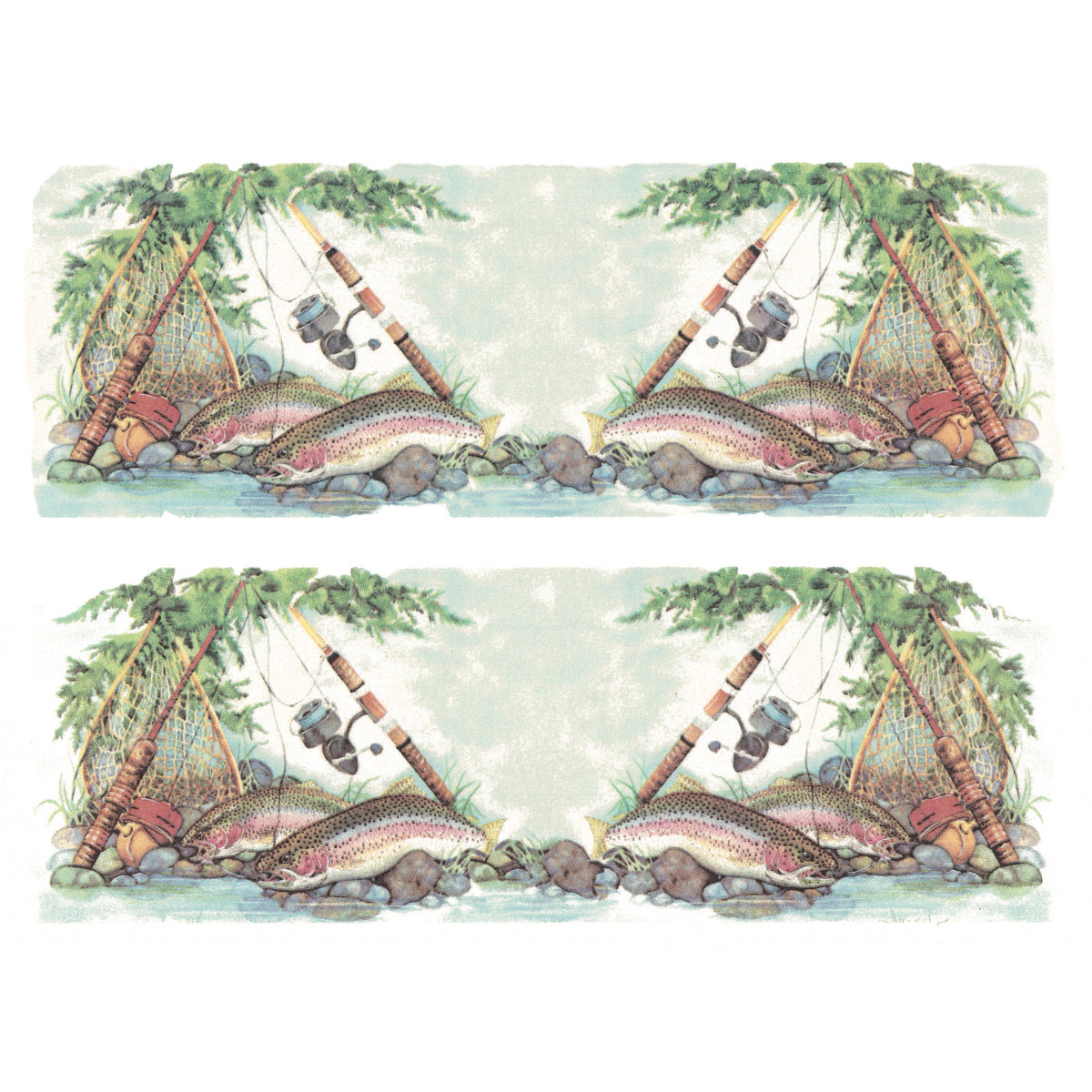Trout Fish Wrap 2 pcs 8.5 x 3 Inch Overglaze Waterslide Ceramic Decal