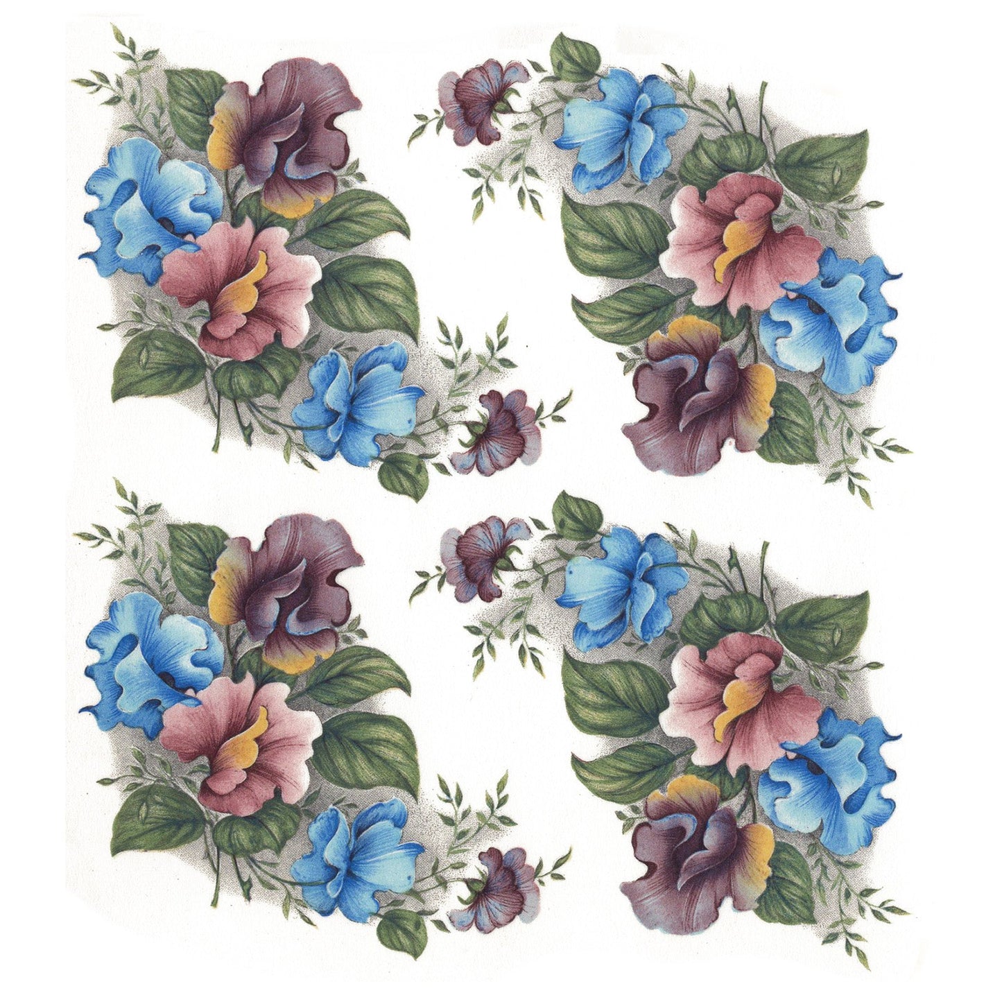 Sweet Pea Pink Blue Purple Flowers Overglaze Ceramic Decals