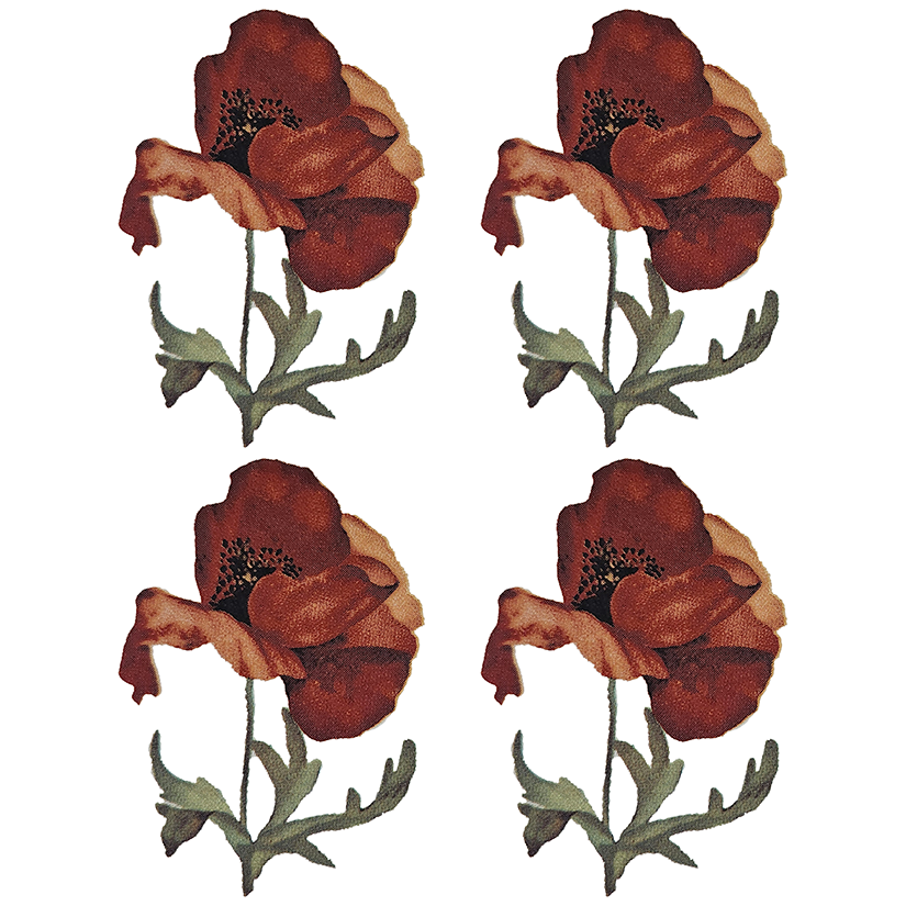 Red Poppy Flower Bouquet Spray Overglaze Ceramic Decals