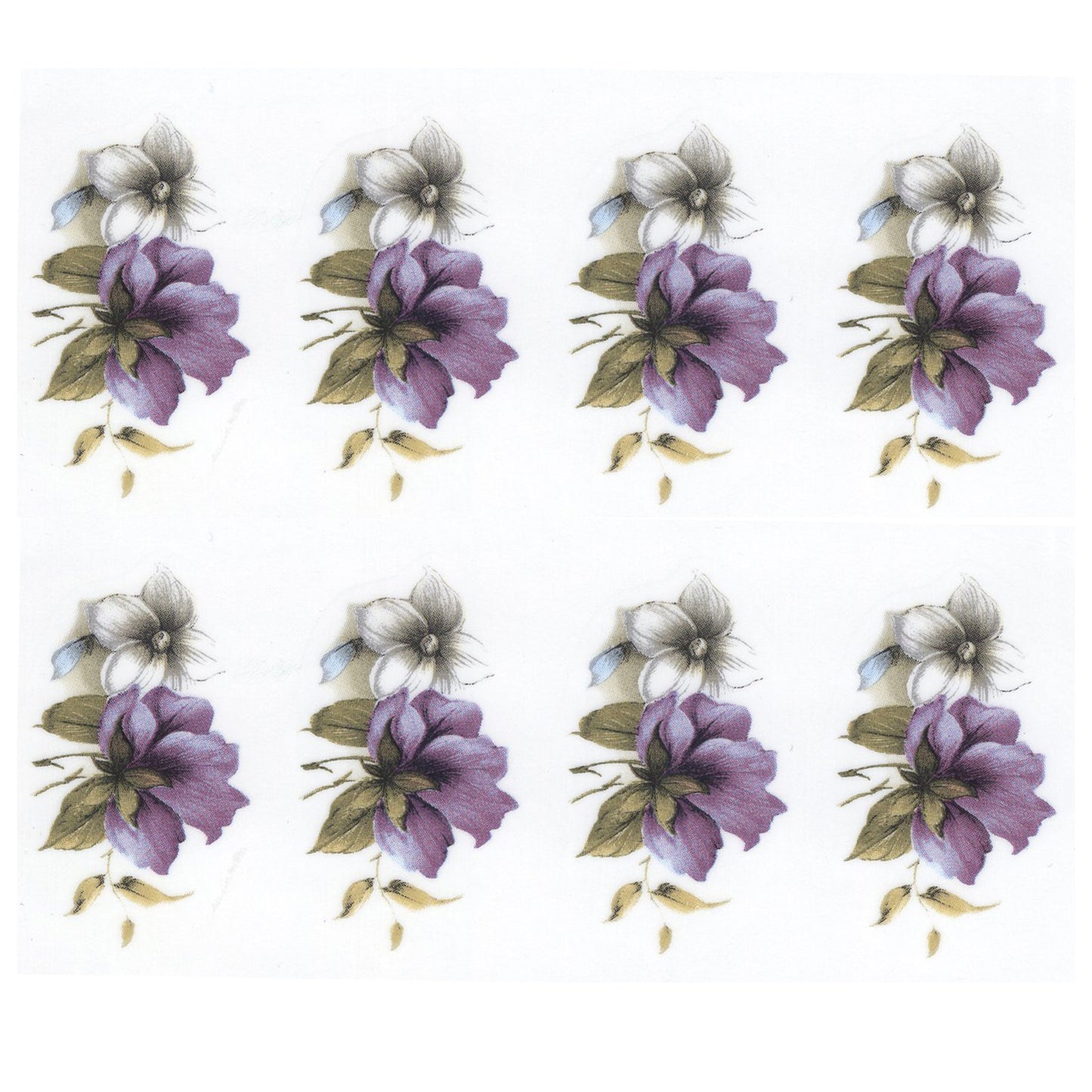 Purple Pansy Flowers Singles Overglaze Ceramic Decals