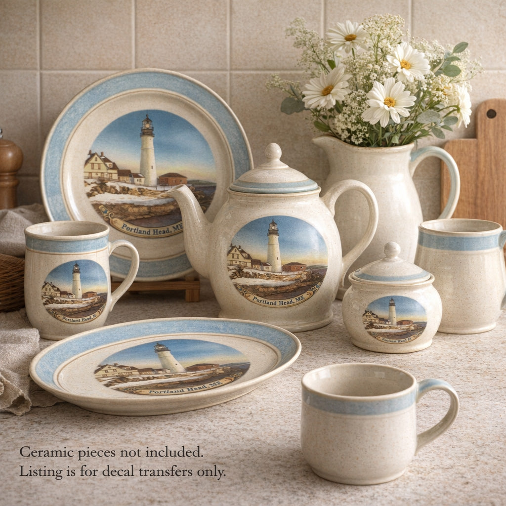 Lighthouse Portland Head Maine Overglaze Waterslide Ceramic Decals