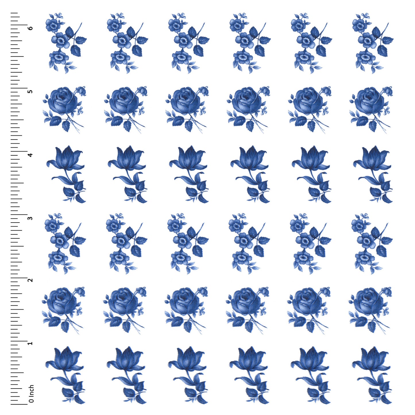 Delft Blue Rose Floral Spray Overglaze Waterslide Ceramic Decals