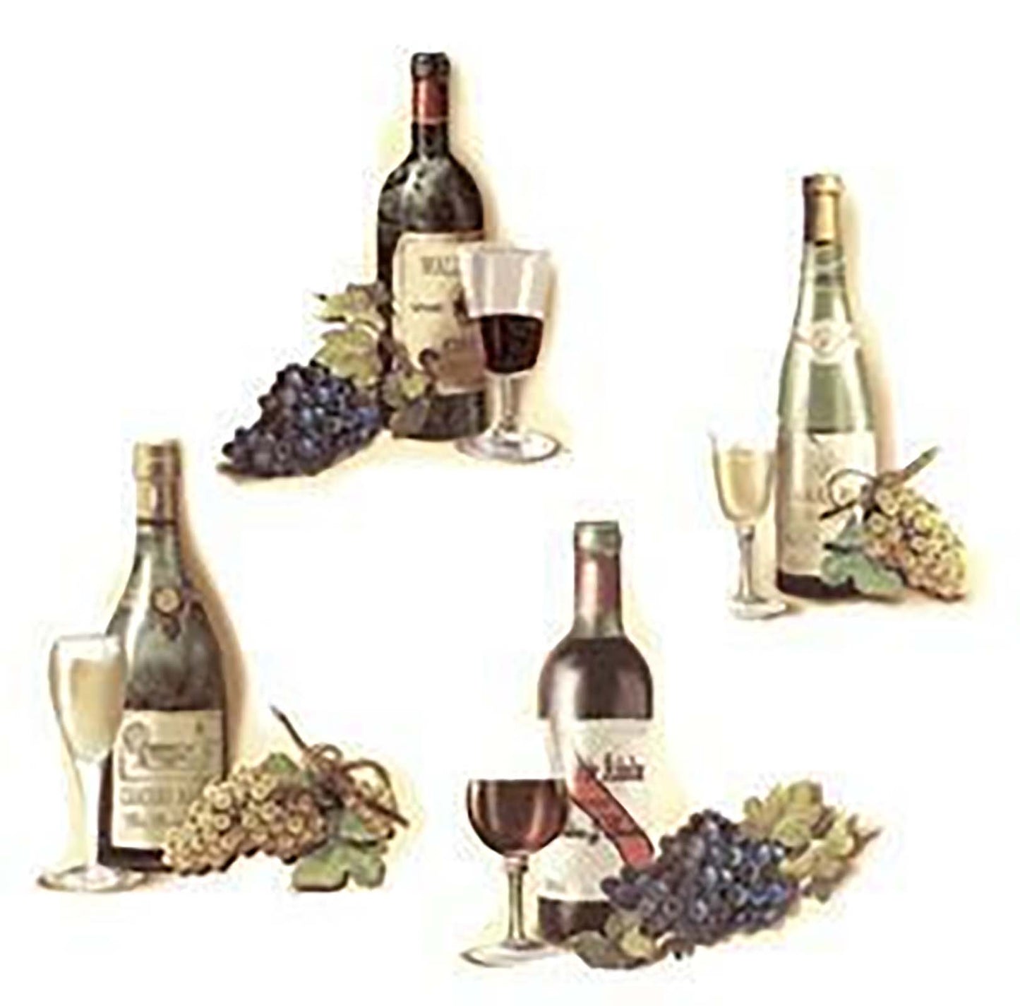 Wine Bottle with Glass and Grapes Overglaze Ceramic Decals