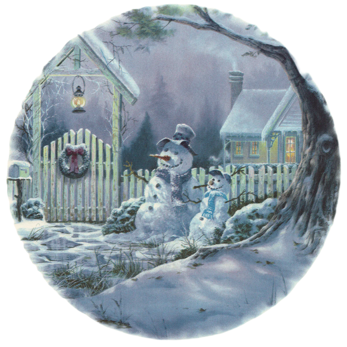 Christmas Season's Greetings Snowmen Overglaze Ceramic Decals