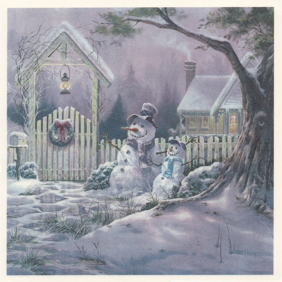 Christmas Season's Greetings Snowmen Tile Overglaze Ceramic Decals
