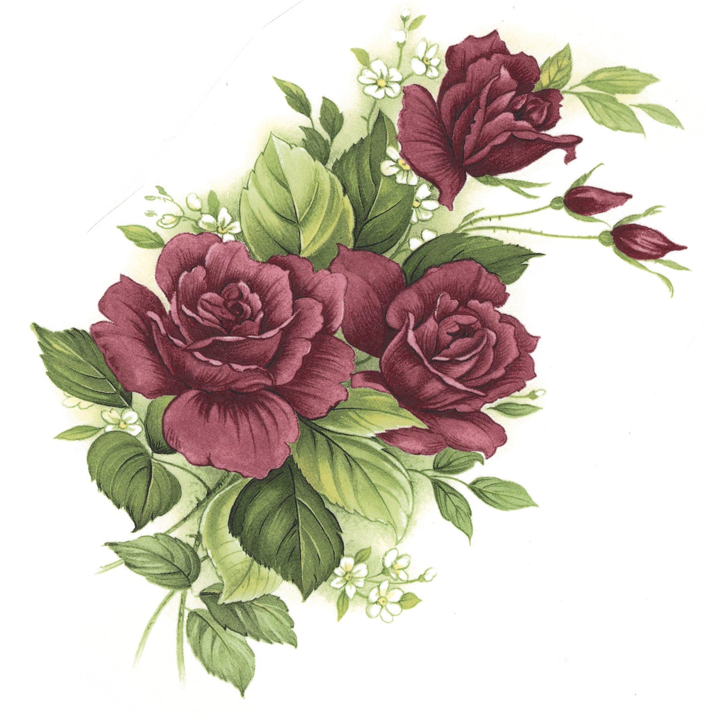 Pink Rose Spray Flower Overglaze Waterslide Ceramic Decals