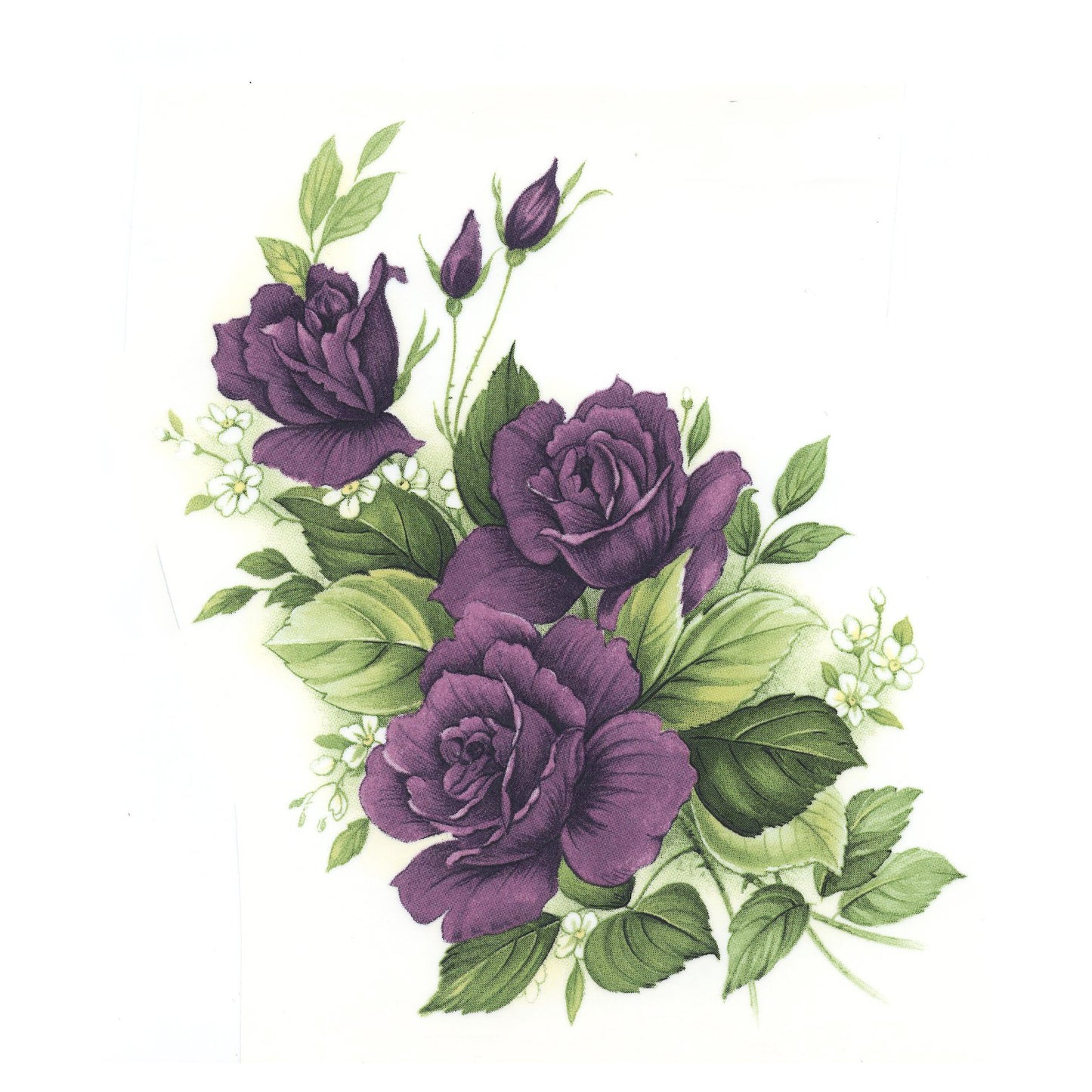 Purple Rose Spray Flower Overglaze Ceramic Decals