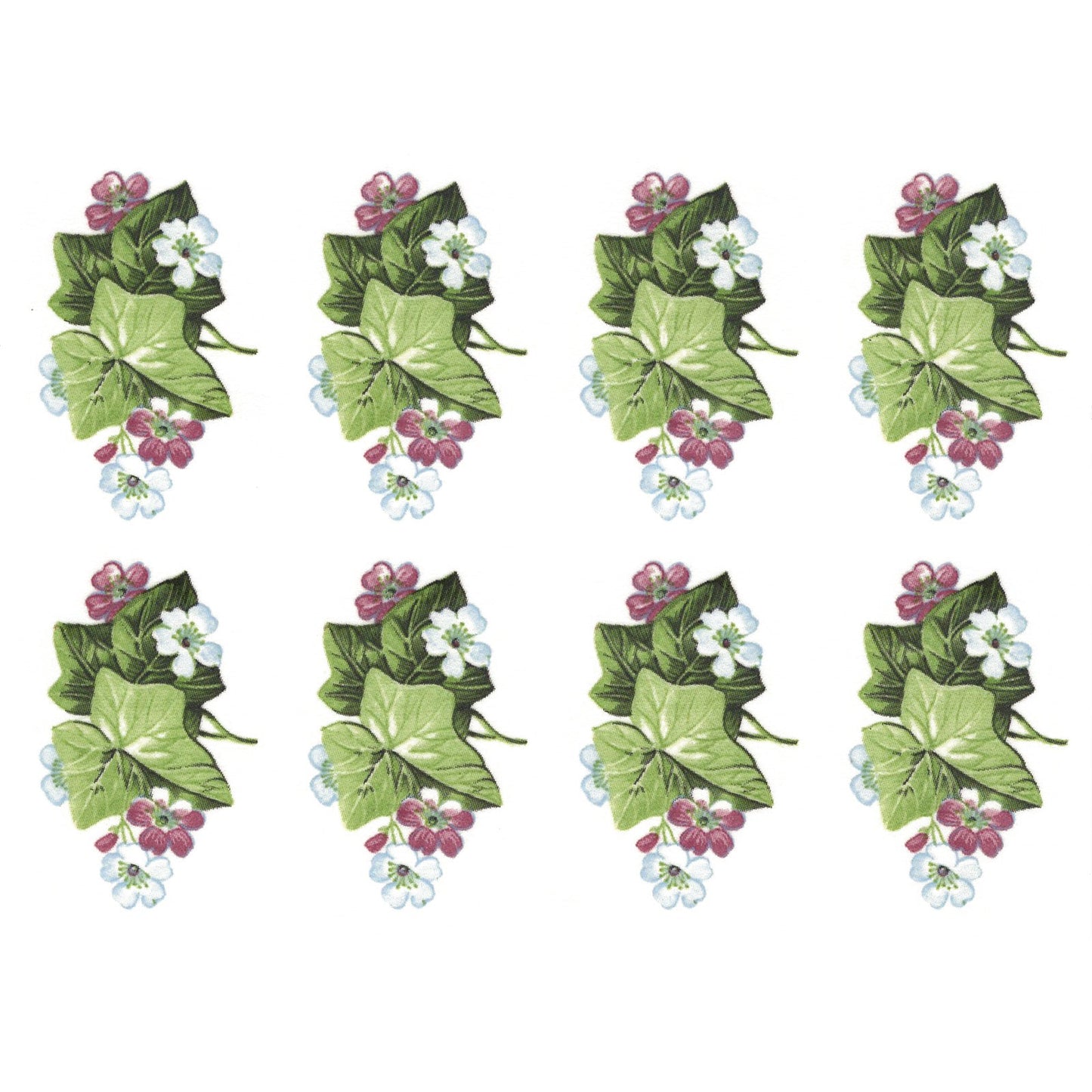 Ivy with Flowers Style D Overglaze Waterslide Ceramic Decals