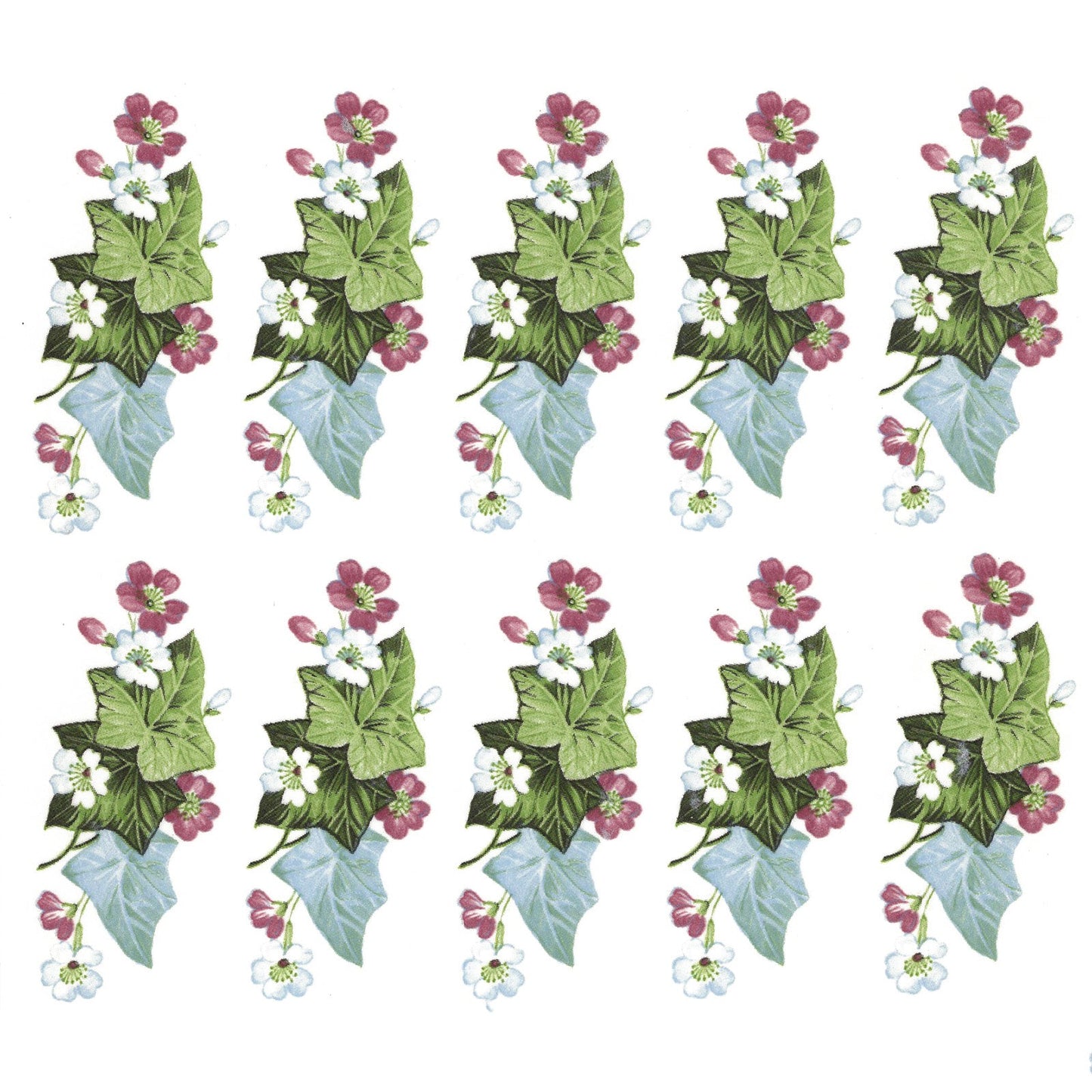 Ivy with Flowers Style B Overglaze Waterslide Ceramic Decals