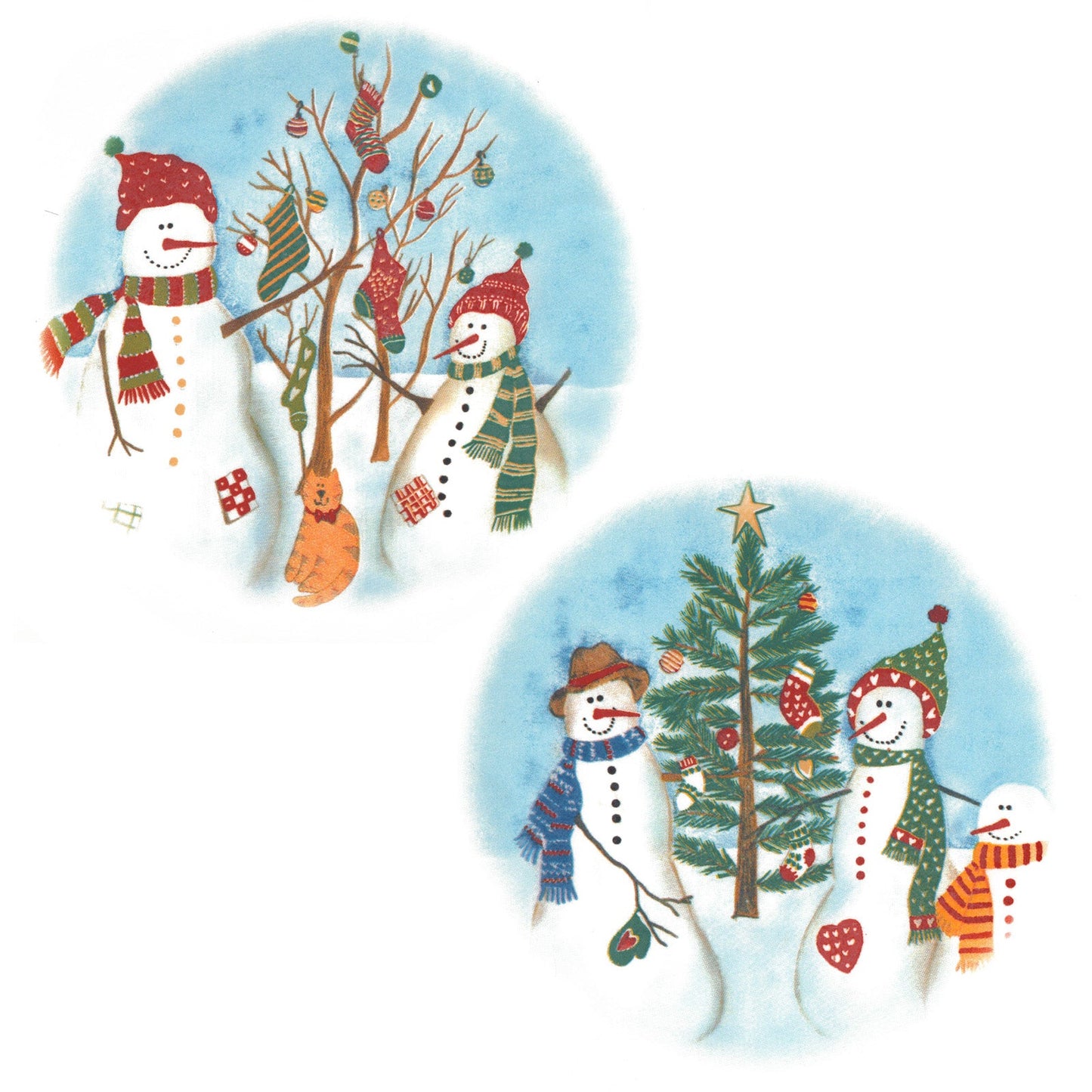 Christmas Snowman Snowmen Tree Socks Overglaze Ceramic Decals