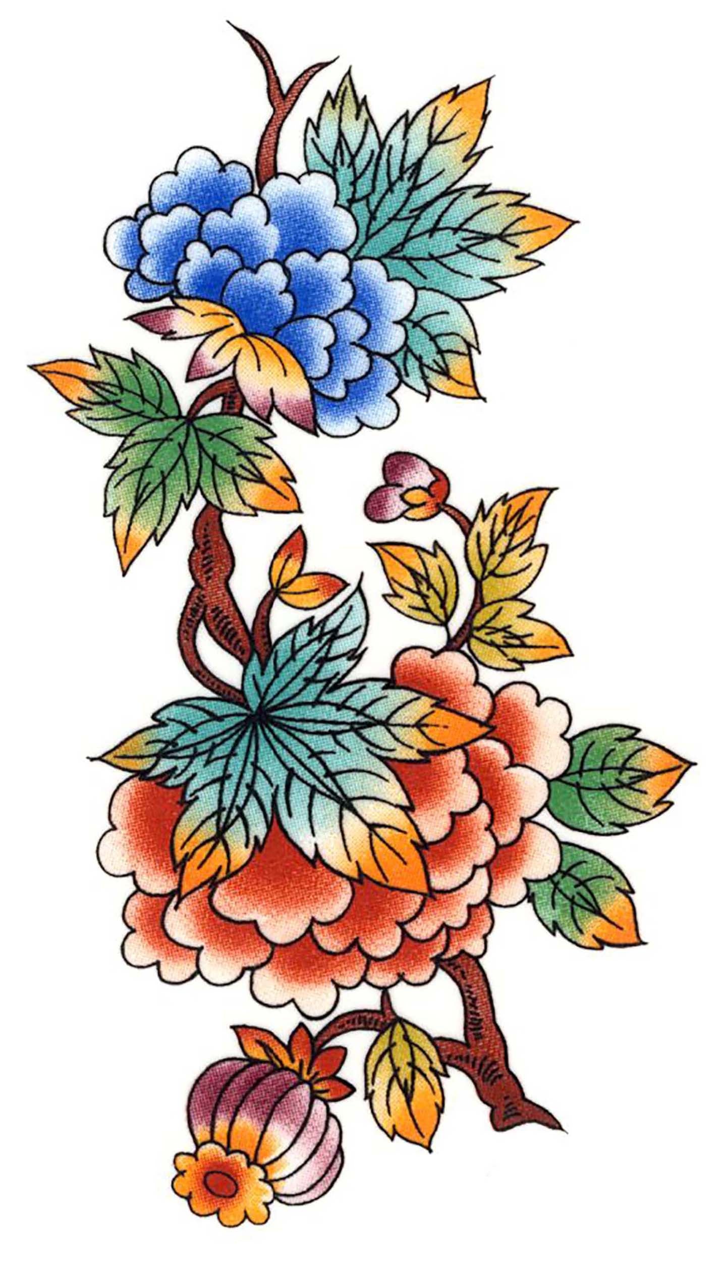 Oriental Flower Branches and Butterflies Overglaze Waterslide Ceramic Decals