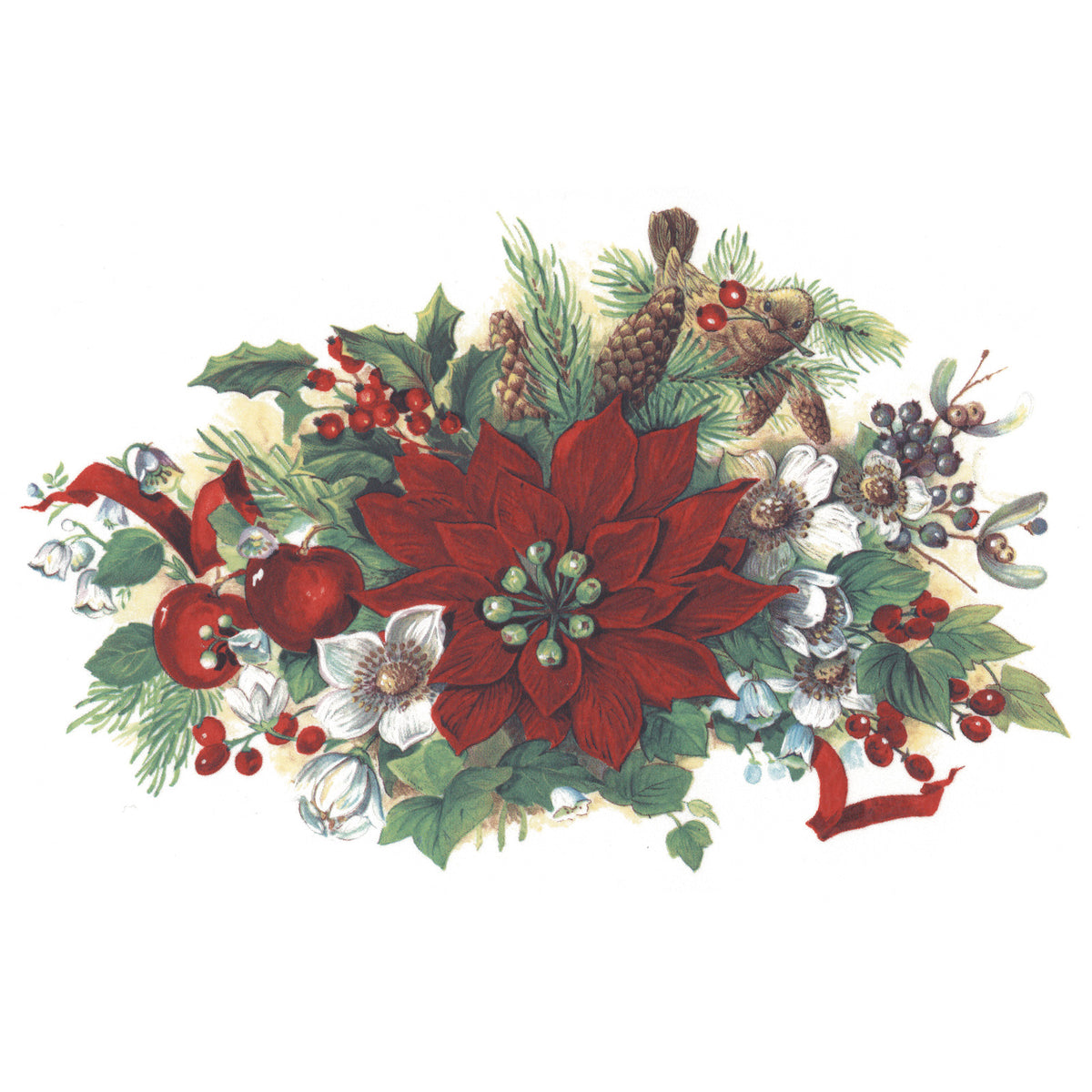 Christmas Poinsettia Flowers Overglaze Waterslide Ceramic Decals