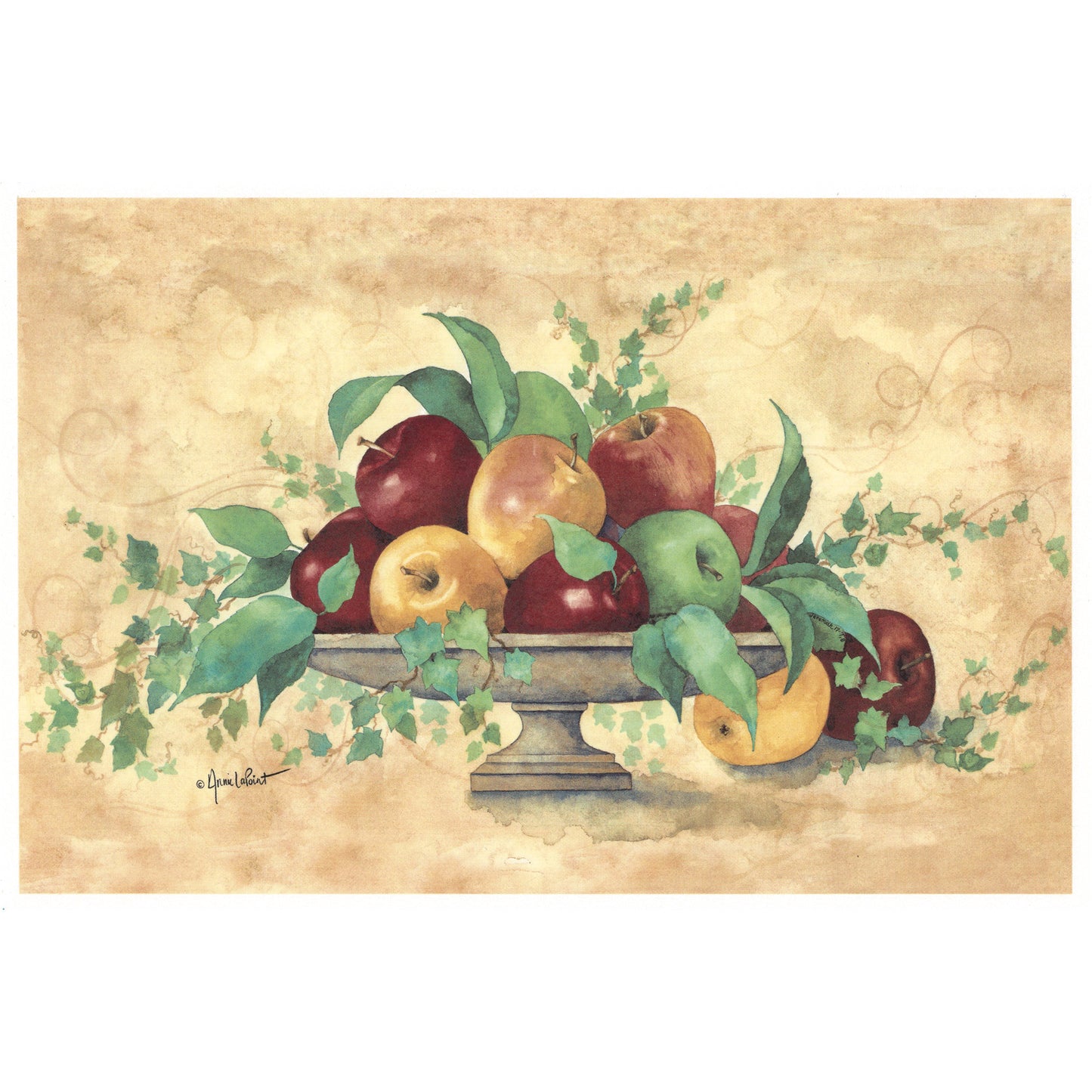 Apple Pedestal Bowl with Backgrounds Overglaze Waterslide Ceramic Decals