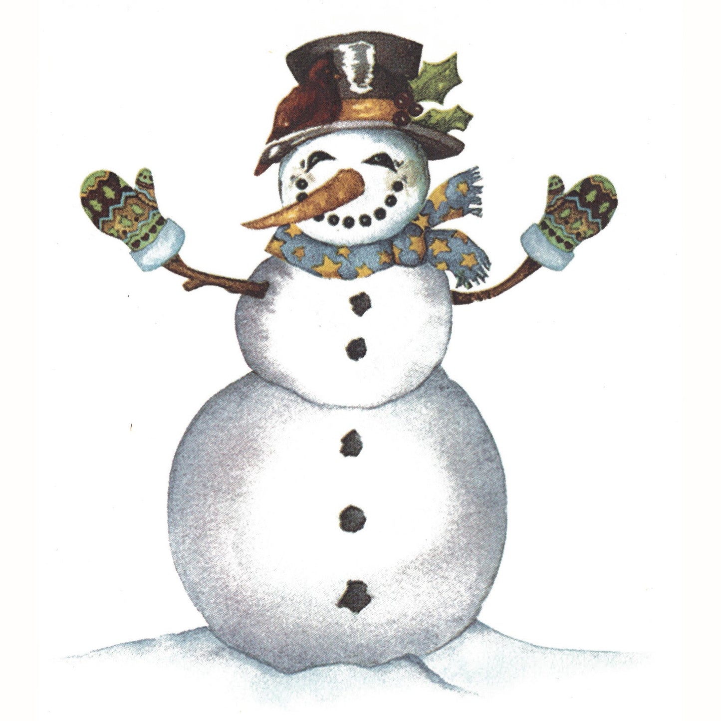 Happy Snowman Style C Overglaze Ceramic Decals