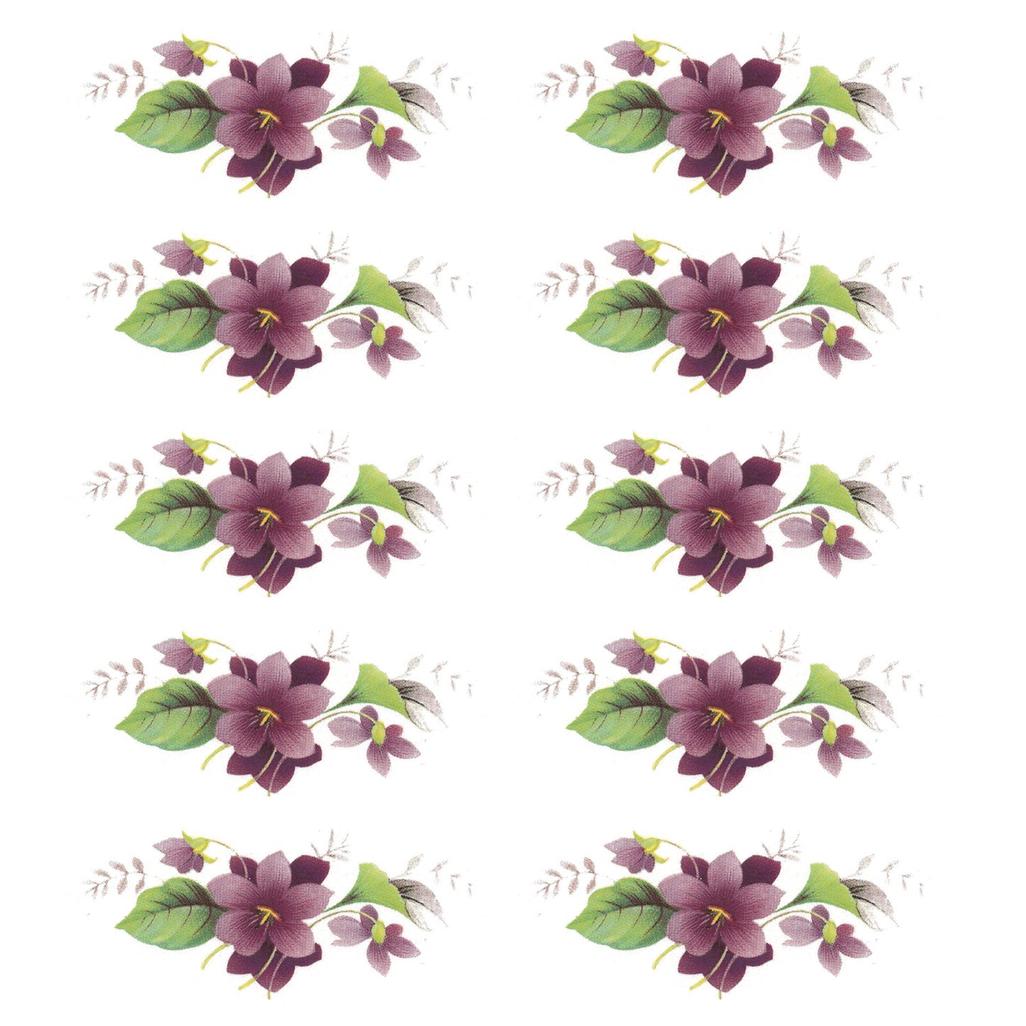 Violet Flower Bouquet Overglaze Waterslide Ceramic Decals