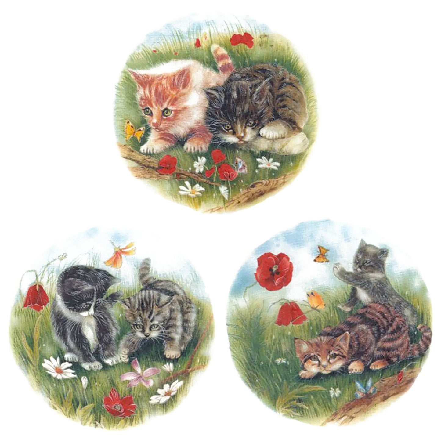 Kittens Flowers Butterflies Garden Overglaze Waterslide Ceramic Decals