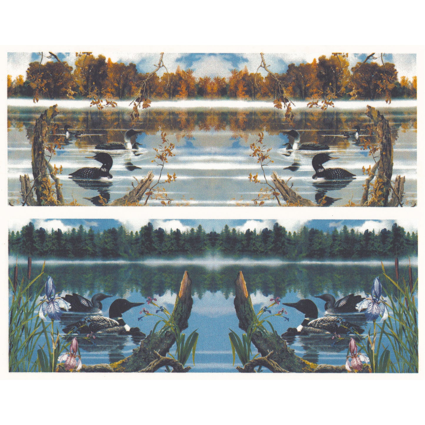 Loons on a Lake in Summer Mug Wrap Set Overglaze Ceramic Decals