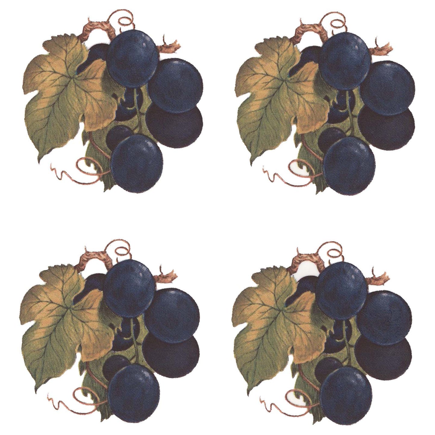 Deep Purple Grape Bunch and Borders Overglaze Waterslide Ceramic Decals