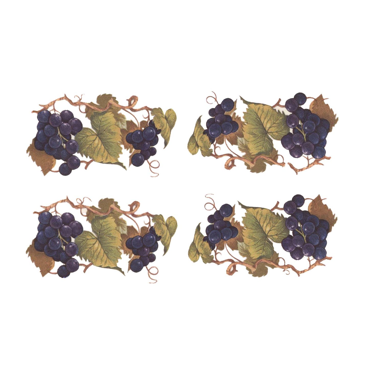 Deep Purple Grape Bunch and Borders Overglaze Waterslide Ceramic Decals
