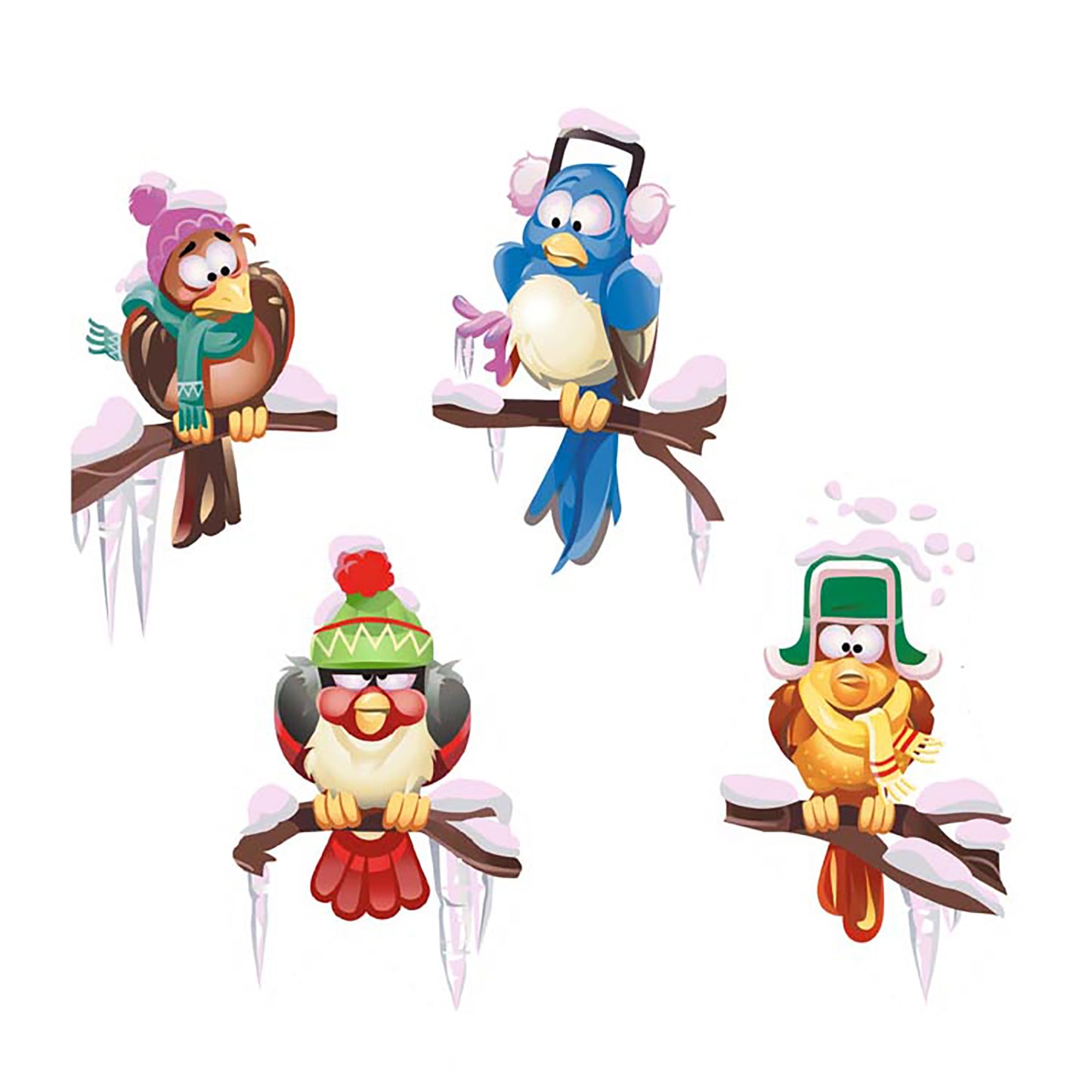 Chilly Birds on Branch Overglaze Ceramic Decals