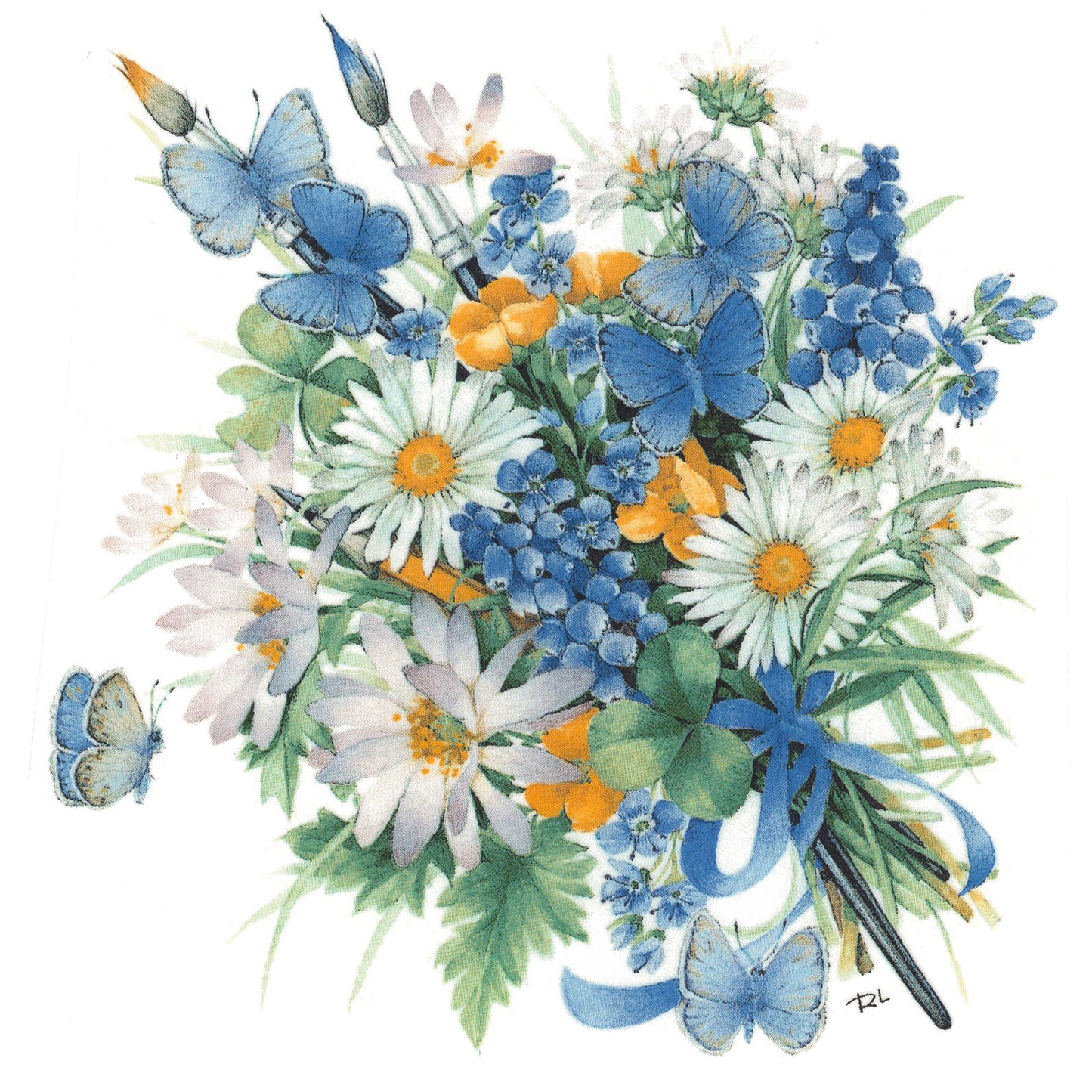 White Yellow Blue Daisy Flowers Overglaze Ceramic Decals