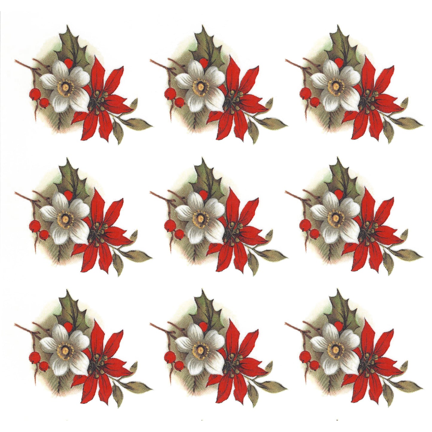 Christmas Poinsettia Small Singles Overglaze Ceramic Decals
