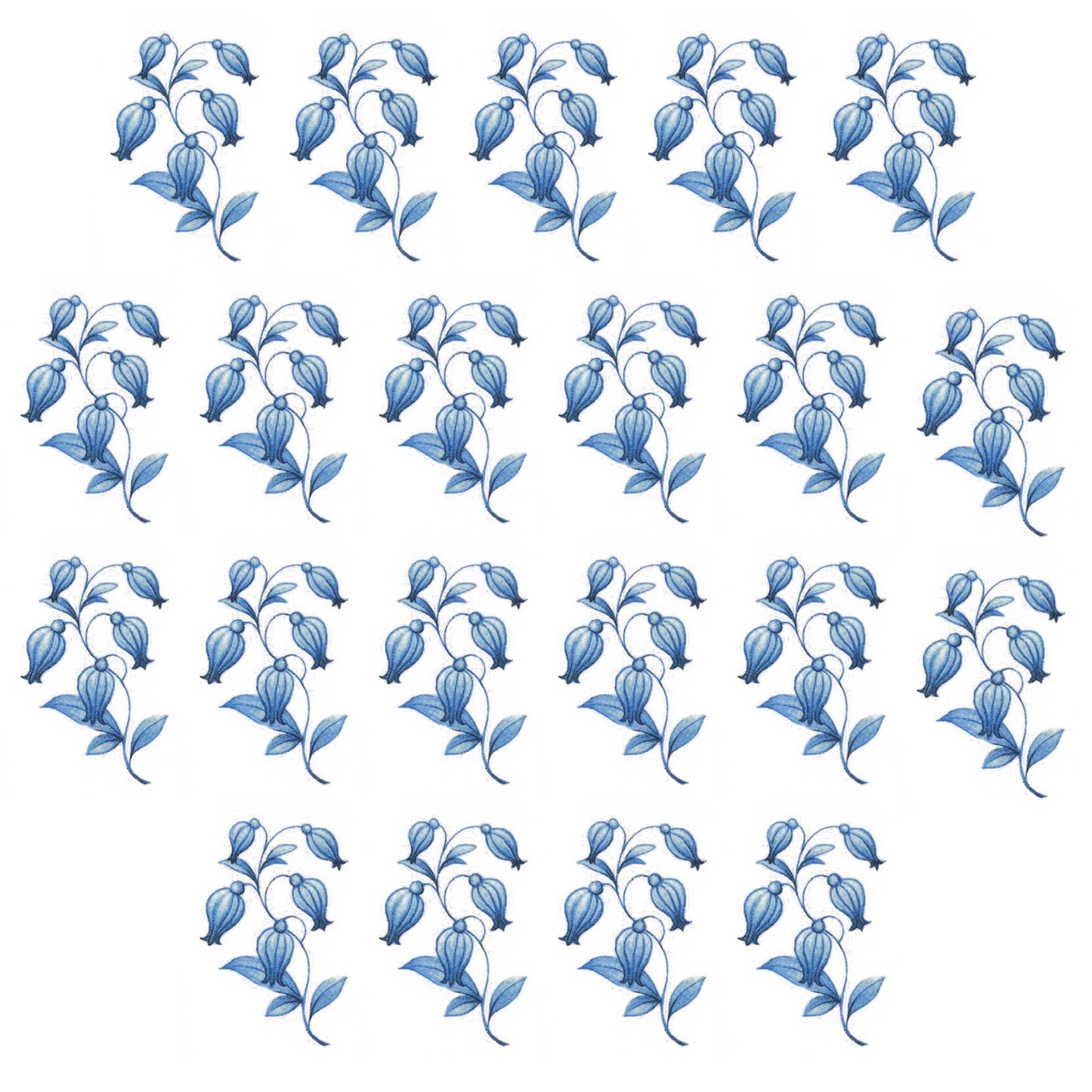 Blue Delft Rose Small 1.25 Inch 21 pcs Overglaze Ceramic Decals