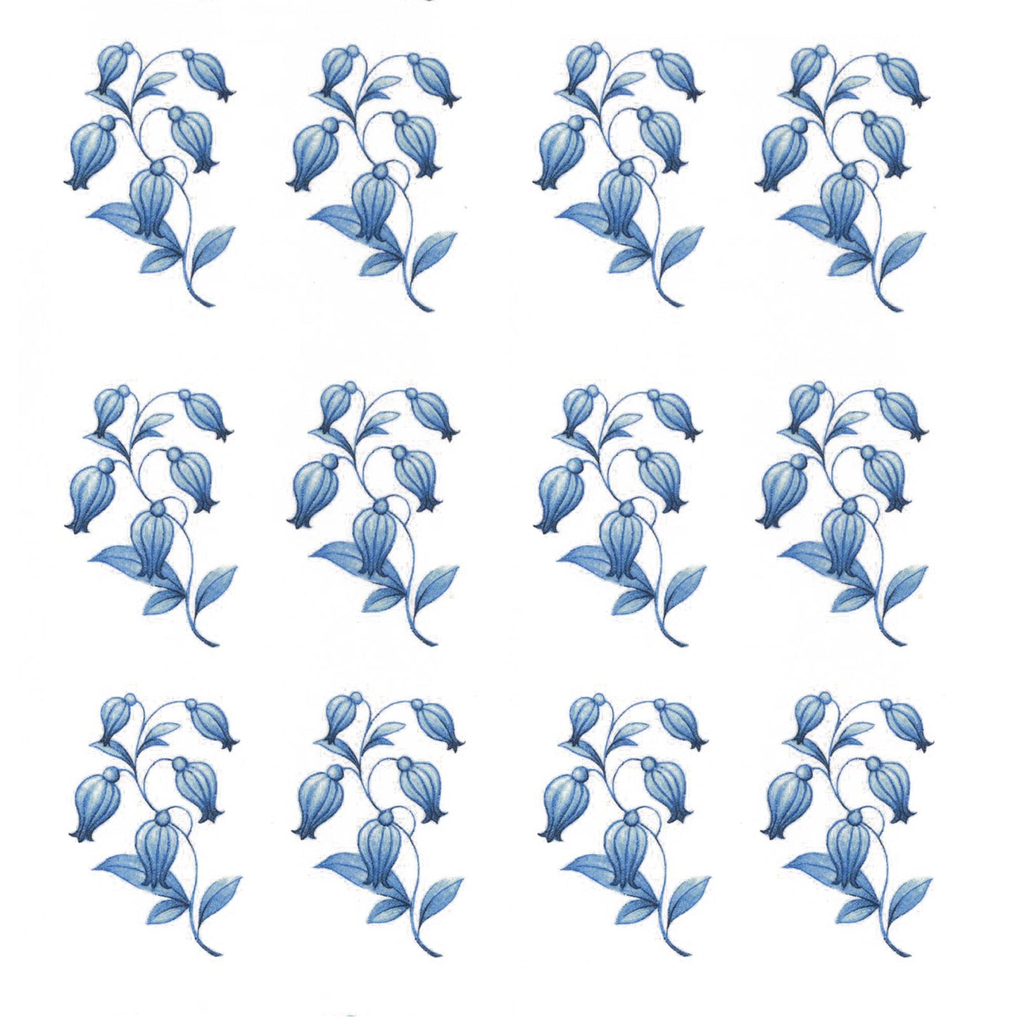 Blue Delft Rose Small Overglaze Ceramic Decals