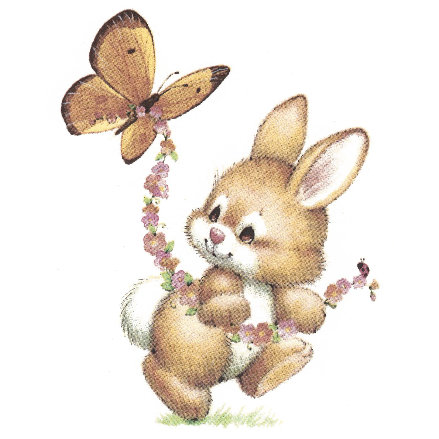 Easter Bunny Rabbit with Butterfly Overglaze Waterslide Ceramic Decals