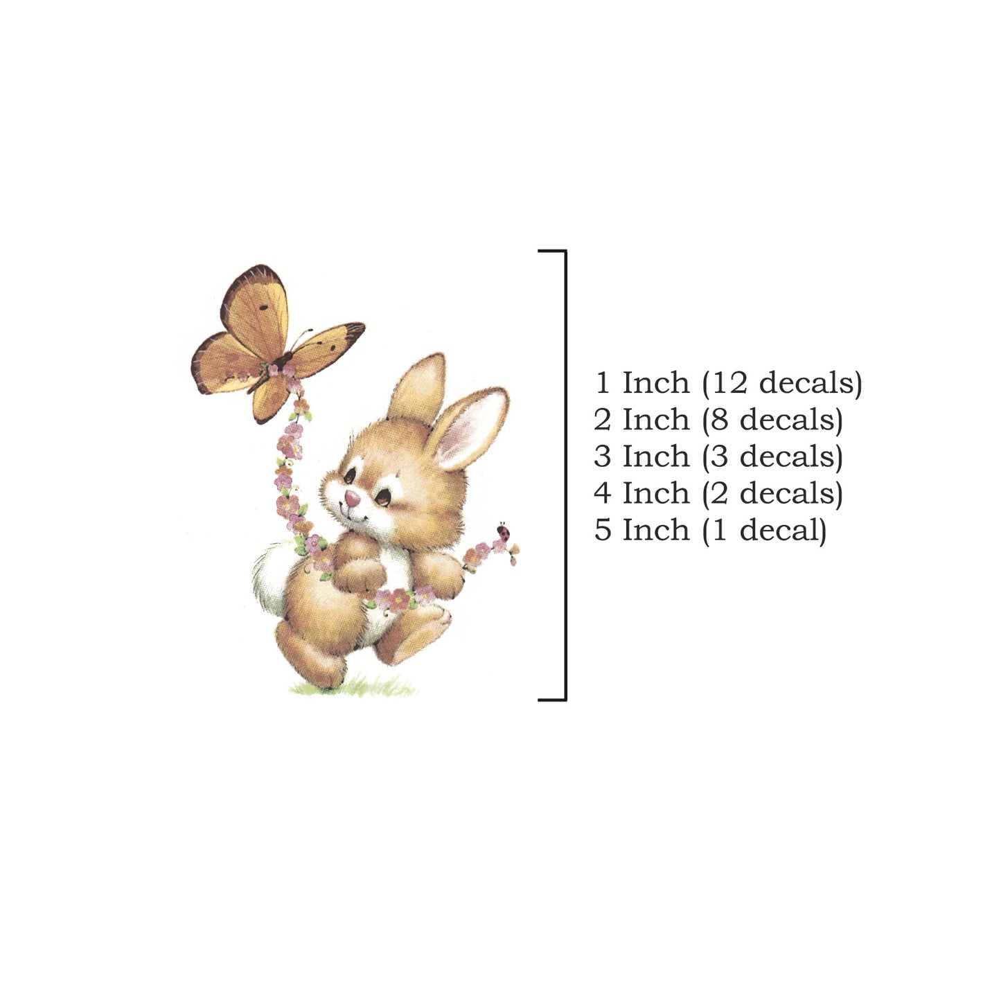 Easter Bunny Rabbit with Butterfly Overglaze Waterslide Ceramic Decals