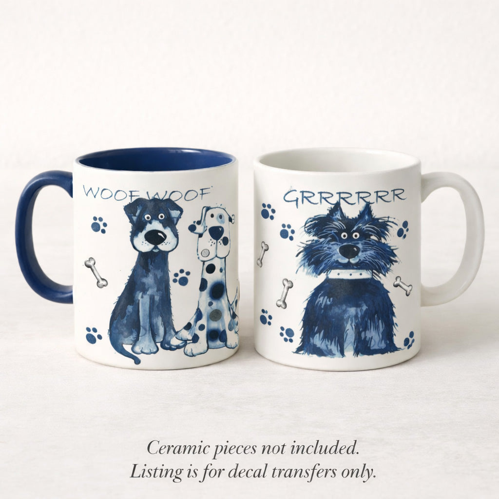 Dumpster Dog Wrap Wraparound 2 pcs 7.75 x 3.5 Inch Overglaze Waterslide Ceramic Decal