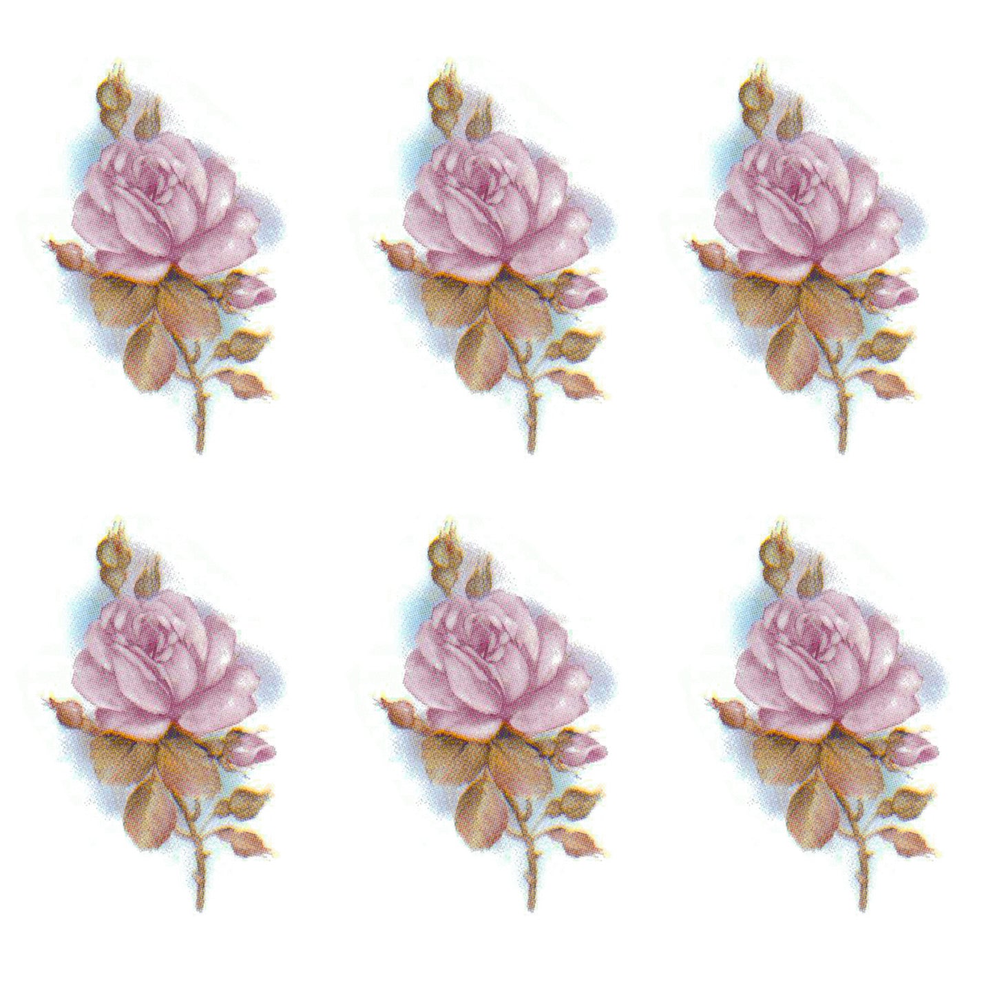 Rose Decals Pink Bud Flower Overglaze Waterslide Ceramic Decals