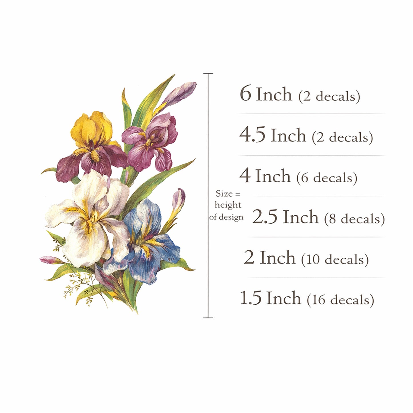 Flowers Iris Overglaze Ceramic Decals